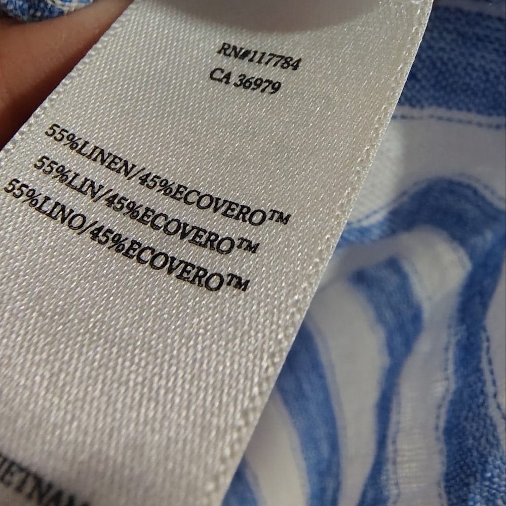 Rails Kirstie Linen Blend Top $168 Blue And White Striped Women's Small Nautical - Picture 10 of 13